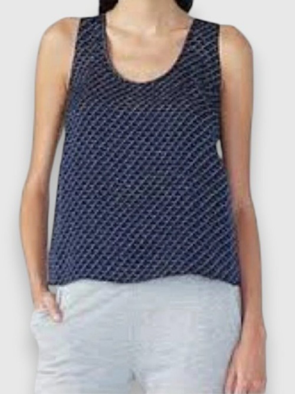 Armani Exchange geometric print tank top navy blue, white women's size L